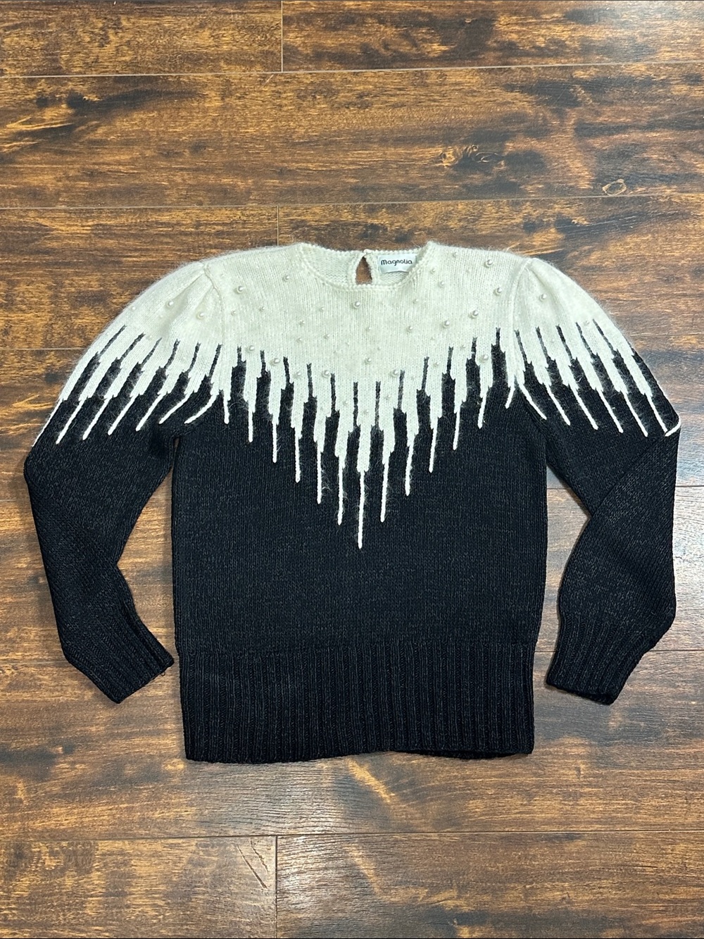 Vintage Magnolia Pearl Drip Sweater L 🖤🤍 80s 90s Angora HK
